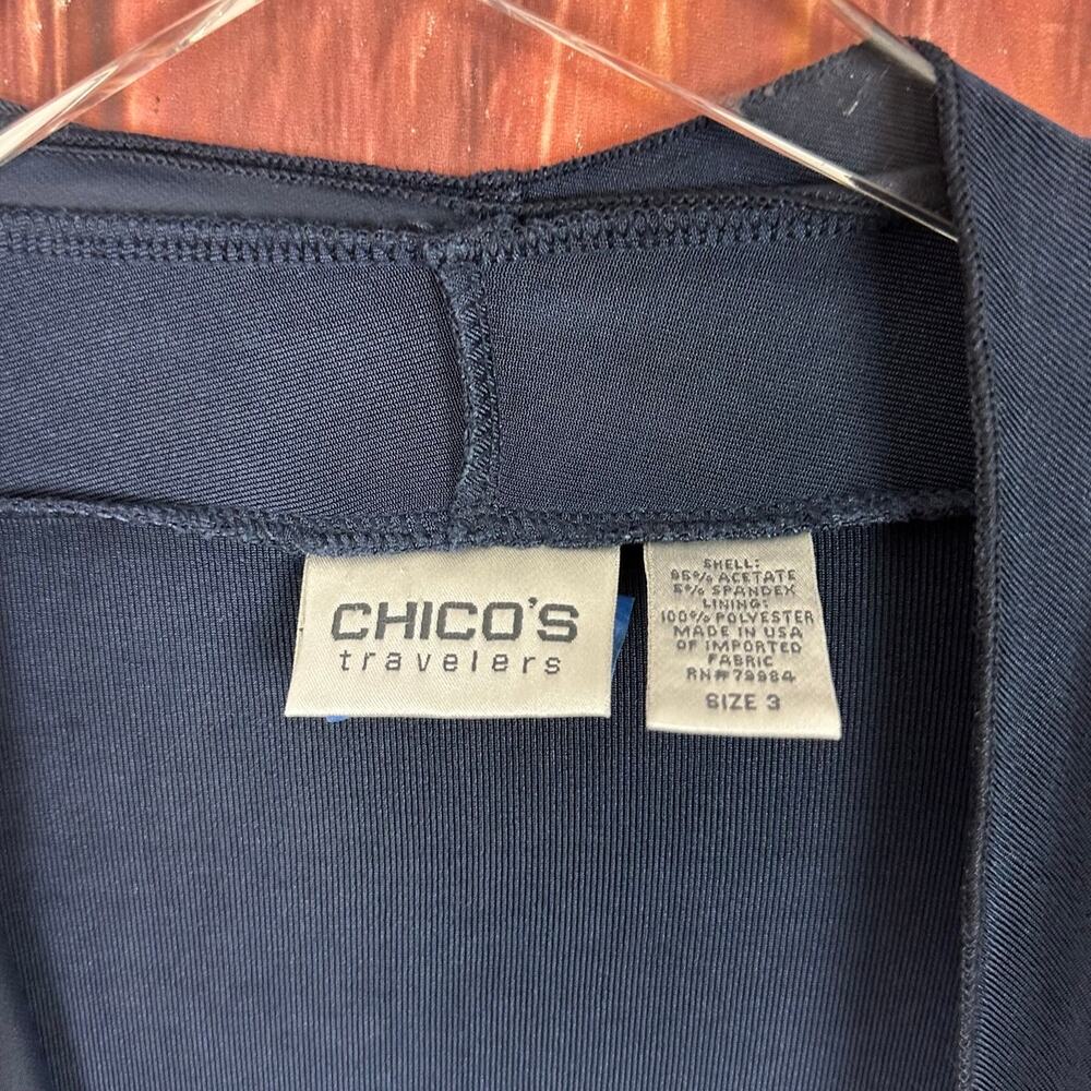 Chico's Travelers Blue Open Front Cardigan Waterfall Size 3 / US XL - Picture 3 of 4